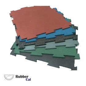 3 8 inch Puzzle-Lock Interlocking Rubber Mats - 10 tiles per box - 28 sq coverage by Rubber-Cal