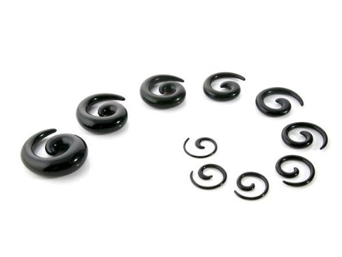 Expander SPIRALE TAPER SCHWARZ Schnecke Dehnungsspirale Acryl - W�hle deine Wunschgr��e