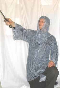 Medieval Full-Size METAL CHAIN MAIL Armor SHIRT & HOOD Suit European Chainmaille Costume