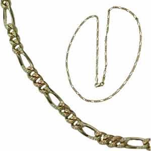 Tri-color, 14K Figaro Chain