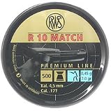 RWS R-10 Match .177 Cal, 7.0 Grains, Wadcutter, 500/Tin