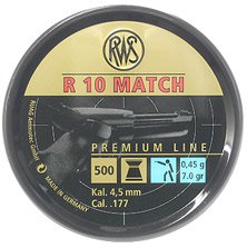 RWS R-10 Match .177 Cal, 7.0 Grains, Wadcutter, 500/Tin