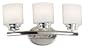 Kenroy Home 3392 Bow Three-Light Vanity, Polished Nickel with White Globes
