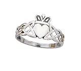 14k White Claddagh Mens Ring - Size 10.0