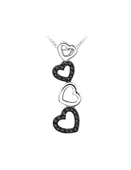 Black Diamond Accent Heart Pendant Necklace in Sterling Silver with Chain