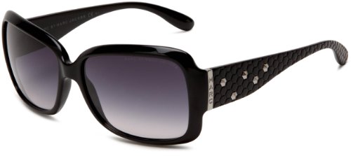 Marc by Marc Jacobs Women's MMJ 189/S 0D28 Rectangle Sunglasses,Shiny Black Frame/Grey Shade Lens,One Size