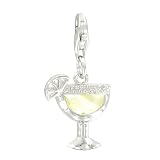 Les Poulettes Jewels - Sterling Silver Charms Cocktail Glass and Rhinestone - with Lobster Clasp