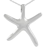 Sterling Silver Large Plain Star Fish Pendant