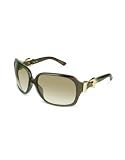 Gucci Signature Bow Oversize Round Sunglasses dark olive brown shaded grey by Gucci