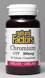 Chromium Chelated 200mcg (90Tablets) Brand: Natural Factors