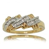 Ladies Hugs White Yellow Gold Ring with Diamonds Size 7