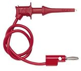 Pomona MiniGrabber Test Clip To Banana Plug, Red, 24 OAL