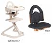 Svan High Chair from Scandinavian Child with Infant Kit and Cushion, Black Cushion with Whitewash Wood