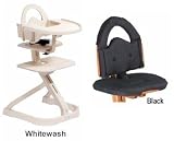 Svan High Chair from Scandinavian Child with Infant Kit and Cushion, Black Cushion with Whitewash Wood