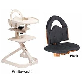 Svan High Chair from Scandinavian Child with Infant Kit and Cushion, Black Cushion with Whitewash Wood
