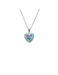 Sterling Silver Cloisonné Heart Locket Necklace, 18"