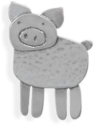 Oxidized Sterling Silver Pig Pin and Pendant Combination