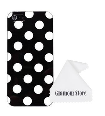 iPhone 6 Case, Black + White Polka Dot TPU Rubber Skin Case Cover for New Apple iPhone 6 4.7 inch With A Free Cleaning Cloth As a Gift