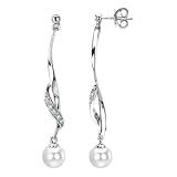 14k White Gold Freshwater Cultured Pearl and Diamond Earrings (H/I1, 0.07 ct. tw.)
