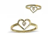 Genuine 10 KT Yellow Gold Cubic Zirconia Heart Ring 10K Band Size 7.5