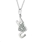 14K White Gold Diamond I Love You Charm - 18''