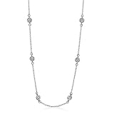 Cubic Zirconia CZ By The Yard Necklace Chain in Sterling Silver - 18 inch - Ideal Gift For Mother Day, Anniversary, Engagement, Wedding, Birthday, For Her