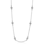 Mother's Day Sterling Silver Cubic Zirconia CZ By The Yard Necklace Chain in 24 inch
