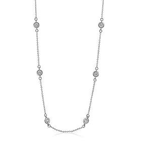 Cubic Zirconia CZ By The Yard Necklace Chain in Sterling Silver - 54 inch - Ideal Gift For Mother Day, Anniversary, Engagement, Wedding, Birthday, For Her
