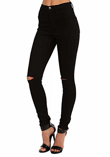 Vibrant Slit Knee High Waisted Solid Jeans
