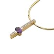Oval Cut Amethyst, 0.10Ct.T.W. Round Brilliant Cut Diamonds, 14K Yellow Gold. Amethyst & Diamond Pendant Necklace