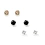 Sterling Silver 1 cttw Black, Champagne and White Diamond Stud Earring Set
