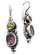 Amethyst and Green Peridot Gemstone Sterling Silver Earrings
