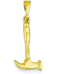 14K Yellow Gold 3D Hammer Charm Carpenters Jewelry