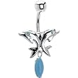 Aqua Gem Sterling Silver Southwestern Dolphin Belly Ring