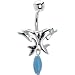 Aqua Gem Sterling Silver Southwestern Dolphin Belly Ring
