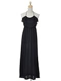 Anna-Kaci S/M Fit Nightfall Black Ruffle Neck Pleat Roman Influenced Maxi Dress
