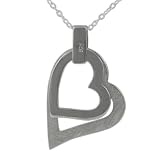 Sterling Silver Satin & Polished Dual Heart Pendant