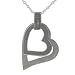 Sterling Silver Satin & Polished Dual Heart Pendant