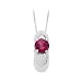 14K White Gold Children's Imitation Ruby Ring Pendant with Chain