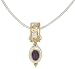Jewelry : 22k Gold Overlay Sterling Silver Amethyst Drop Pendant by Michou, 18'