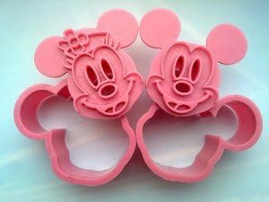 Mickey &amp; Minnie Cookie Cutters Set Pack of 2 Decorating Baking Cute Pink Kids by No1gadgetstore