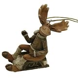 Moose on Sleigh Ornaments , 2-pc (Two Styles)