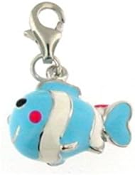 Fish Charm in Blue & White Enamel