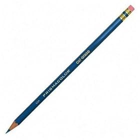 Prismacolor 20044 - Col-Erase Pencil w/Eraser, Blue Lead, Blue Barrel, Dozen-SAN20044