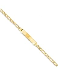 14k Yellow Gold 7in Figaro ID Bracelet. Metal Wt- 6.94g