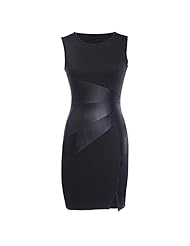 Faux-Leather/Polyester Sleeveless Illusion Bodycon Dress/Party Dress 