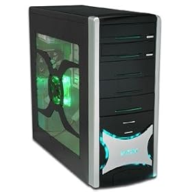 Xion Solaris Black/Green ATX Mid-Tower Case with Clear Side, Front USB and Audio Ports and 450-Watt Power Supply