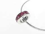 Sterling Silver Pink Tourmaline Colored CZ October Birthstone Pendant with Snake Chain