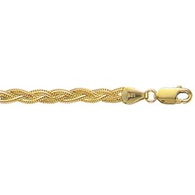 Braided Fox Anklet 14K Yellow Gold 3.6mm Wide by 