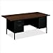 HON Metro Classic Double Pedestal Desk with Overhang, Walnut/Black P3276WP